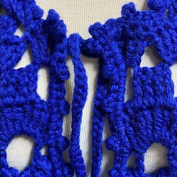 Vintage Royal Blue Crochet Handmade Vest - Picture 2 of 5